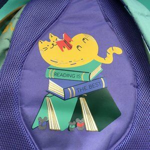 Teal And Purple Cat Reading backpack